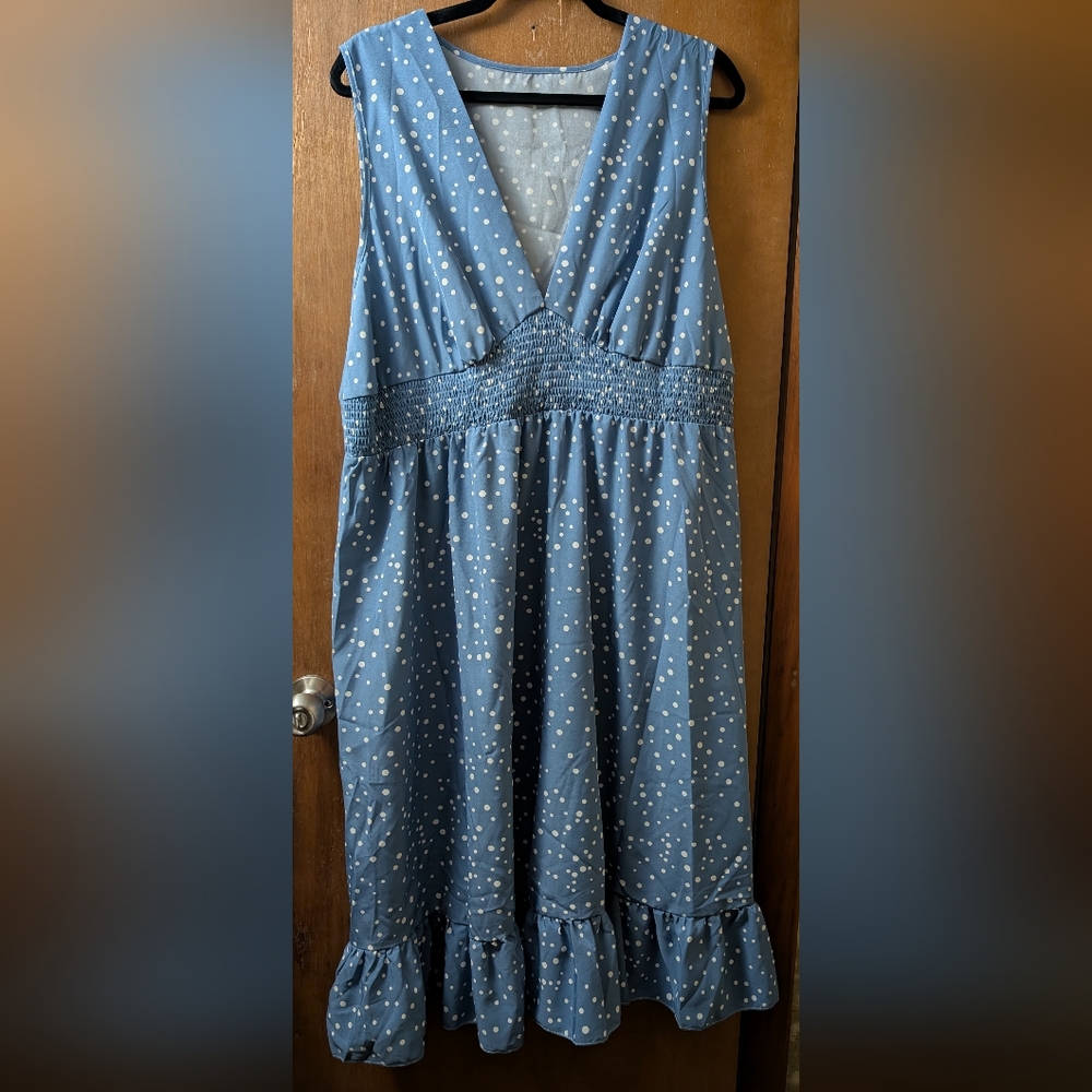 SHEIN Blue and White Tiered Sequin Sundress